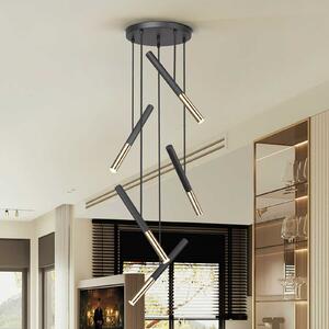 Schuller Valencia Suspensie LED Edna, 5 lumini, metal, negru, dimabilizabilă, reglabil, Negru, Camera de zi / sufragerie, Metal
