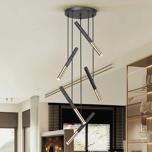 Schuller Valencia Suspensie LED Edna, 5 lumini, metal, negru, nedimatizabil, Negru, Camera de zi / sufragerie, Metal