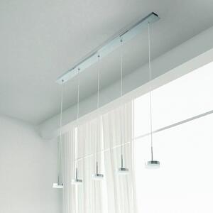 Fabas Luce LED suspendat Dunk, aluminiu, 5 lumini, 3.000 K, metal, reglabil, Metalic, Camera de zi / sufragerie, Metal, Modern