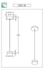 Fabas Luce Suspensie LED Dunk, aluminiu, 1 lumină, 3.000 K, metal, Metalic, Camera de zi / sufragerie, Metal, Modern