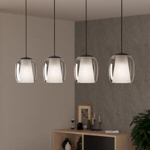 EGLO Lampă suspendată Ciampino, negru, 4 lumini., reglabil, Gri, Camera de zi / sufragerie, Sticlă