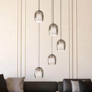EGLO Suspensie Ciampino, negru, 5 lumini., reglabil, Gri, Camera de zi / sufragerie, Sticlă