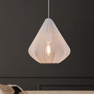 EGLO Lampă suspendată Dolwen, albă, Ø 33,5 cm, din țesătură, reglabil, Alb, Camera de zi / sufragerie, Țesătură / Textil, Modern