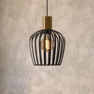 EGLO Lampă suspendată Empoli, Ø 20 cm, negru/culoarea alamă, oțel, reglabil, Negru, Camera de zi / sufragerie, Metal, Modern