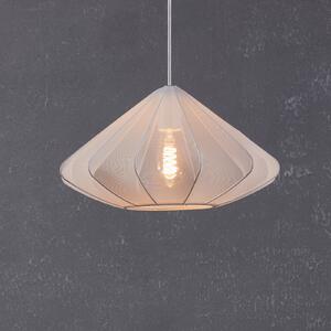 EGLO Lampă suspendată Dolwen, albă, Ø 42,5 cm, din țesătură, reglabil, Alb, Camera de zi / sufragerie, Țesătură / Textil, Modern