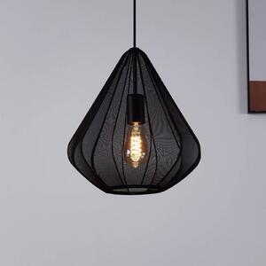 EGLO Lampă suspendată Dolwen, negru, Ø 33,5 cm, țesătură, reglabil, Negru, Camera de zi / sufragerie, Țesătură / Textil, Modern