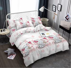 Lenjerie de pat pentru copii ELEFANT CU FLUTURE alb Dimensiune lenjerie de pat: 70 x 80 cm | 140 x 200 cm