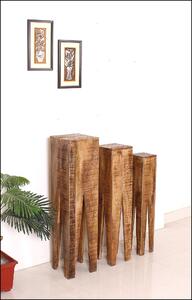 Set 3 suporturi pentru plante din lemn de mango