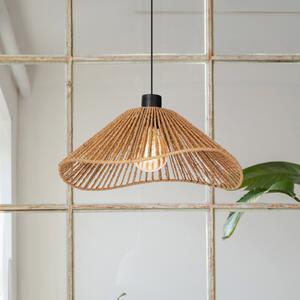 EGLO Lampă suspendată Lavister, Ø 39 cm, negru/natur, hârtie, reglabil, Bej, Camera de zi / sufragerie, Hârtie / Carton, Modern