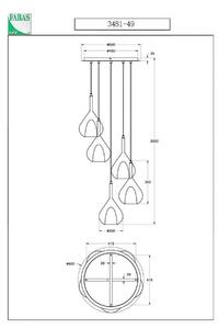Fabas Luce Lampă suspendată violet, 5 lumini, gri fumuriu/ambar/clear/green/blue, reglabil, Multicolor, Camera de zi / sufragerie, Sticlă, Modern