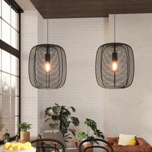 EGLO Lampă suspendată Rinroe, lungime 90 cm, negru, 2 lumini, oțel, reglabil, Negru, Camera de zi / sufragerie, Metal, Modern