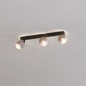 EGLO Spot de plafon Rosley, lungime 43 cm, negru/natural, 3 lumini., reglabil, Negru, Camera de zi / sufragerie, Metal, Modern