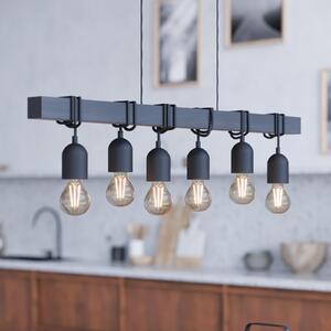 EGLO Townshend lumina pandantiv, lungime 100 cm negru, 6-lumini., reglabil, Negru, Camera de zi / sufragerie, Metal, Vintage