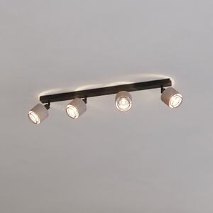 EGLO Spot de plafon Rosley, lungime 75 cm, negru/natural, 4 lumini,, reglabil, Negru, Camera de zi / sufragerie, Metal, Modern