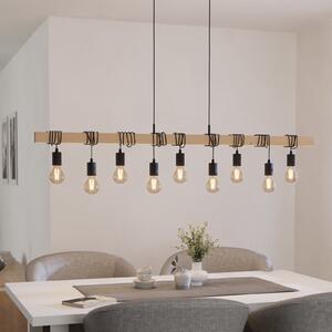 EGLO Lampadar Townshend, lungime 150 cm, negru/lemn, 9 lumini., reglabil, Negru, Camera de zi / sufragerie, Metal, Vintage