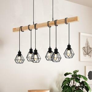 EGLO Lampadar Townshend, lungime 100 cm, negru/oraș, 6 lumini., reglabil, Negru, Camera de zi / sufragerie, Metal, Vintage