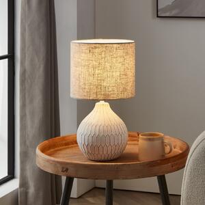 EGLO Lampă de masă Bellariva 3, alb/maro deschis, Bej, Camera de zi / sufragerie, Ceramică, Modern