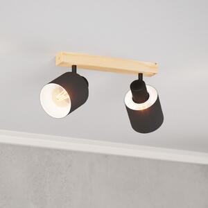 EGLO Spot de plafon Batallas, lungime 30 cm, negru/lemn, 2 lumini., reglabil, Lemn, Camera de zi / sufragerie, Lemn, Modern