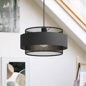 EGLO Suspensie Bazely, Ø 40 cm, negru, material textil, reglabil, Negru, Camera de zi / sufragerie, Țesătură / Textil, Modern