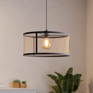 EGLO Lampă suspendată Dellow, Ø 45 cm, negru/albastru, oțel, reglabil, Negru, Camera de zi / sufragerie, Metal, Modern