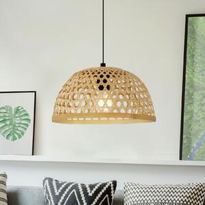 EGLO Suspensie Claverdon, Ø 37 cm, negru/natural, lemn, reglabil, Lemn, Camera de zi / sufragerie, Lemn