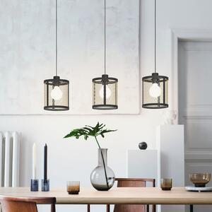 EGLO Lampă suspendată Dellow, lungime 88 cm, negru/albastru, 3 lumini, reglabil, Negru, Camera de zi / sufragerie, Metal, Modern