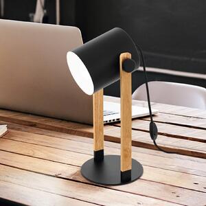 EGLO Lampă de masă Hornwood, înălțime 42 cm, negru/maro, oțel, Negru, Camera de zi / sufragerie, Metal, Modern