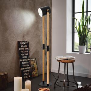 EGLO Lampă de podea Hornwood, înălțime 140 cm, negru/maro, oțel, Negru, Camera de zi / sufragerie, Metal, Modern