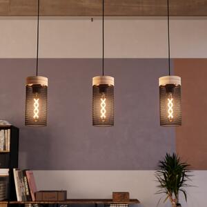 EGLO Lampă suspendată Klinsdale, negru/maro, cu 3 lumini., reglabil, Negru, Camera de zi / sufragerie, Metal, Design industrial