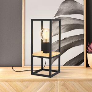 EGLO Libertad lampă de masă, înălțime 35 cm, negru/lemn, oțel, Negru, Camera de zi / sufragerie, Metal, Modern