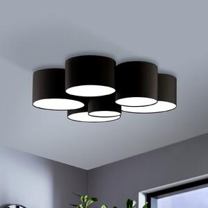 EGLO Plafonieră Pastore 2, Ø 99 cm, negru, 6 lumini, material textil, reglabil, Negru, Camera de zi / sufragerie, Țesătură / Textil, Modern