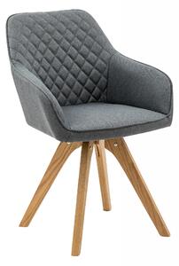 Set masa ovala din lemn cu 4 scaune tapitate gri 160x90 cm