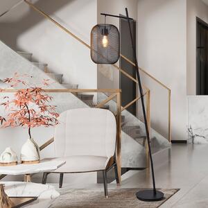 EGLO Lampă de podea Wrington, înălțime 194 cm, negru, oțel, Negru, Camera de zi / sufragerie, Metal, Modern