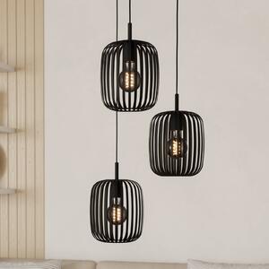 EGLO Suspensie Romazzina, Ø 46 cm, negru, 3 lumini, oțel, reglabil, Negru, Camera de zi / sufragerie, Metal, Modern