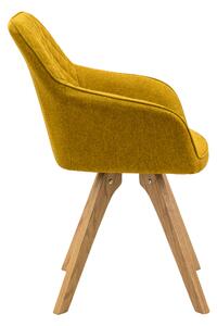 Set masa ovala din MDF cu 4 scaune tapitate galbene 160x90 cm