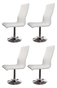 Set 4 scaune din imitatie de piele albe