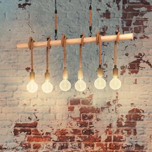 EGLO Youngstown lampă suspendată, lungime 100 cm, negru/maro, 6 lumini., reglabil, Lemn, Camera de zi / sufragerie, Lemn, Vintage