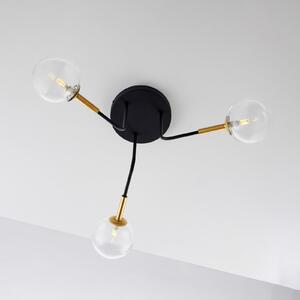 Jupiter Plafonieră Burano, 3 becuri, negru, sticlă, 31 cm înălțime, G9, reglabil, Negru, Camera de zi / sufragerie, Sticlă, Modern