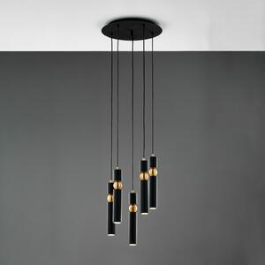 Jupiter Lampă suspendată Alas, 5 becuri, negru, metal, GU10, reglabil, Negru, Camera de zi / sufragerie, Metal, Modern