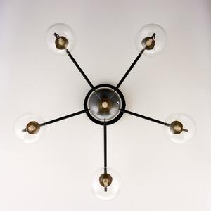 Jupiter Plafonieră Figaro, 6 becuri, negru, sticlă, 34 cm înălțime, G9, reglabil, Negru, Camera de zi / sufragerie, Sticlă, Modern