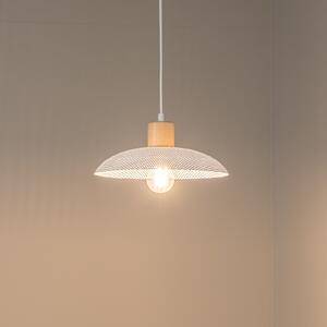 EMIBIG LIGHTING Lampă suspendată Kobe, 1 bec, oțel, lemn, alb, reglabil, Alb, Camera de zi / sufragerie, Metal