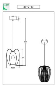 Fabas Luce Lampă suspendată Camp, Ø 25 cm, negru, coș din sârmă, reglabil, Negru, Camera de zi / sufragerie, Metal, Modern