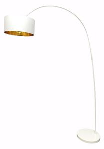Lampadar din metal/tesatura alb 135 cm, 1 bec