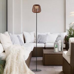 JUST LIGHT. GmbH Askia LED lampă de podea reîncărcabilă, rattan, IP54, touchdim, reglabil, Lemn, Camera de zi / sufragerie, Lemn, Modern