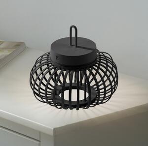 JUST LIGHT. GmbH Akuba LED lampă de masă reîncărcabilă negru 22 cm bambus, reglabil, Negru, Camera de zi / sufragerie, Bamboo, Modern