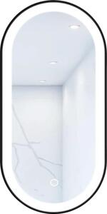 Oglindă baie cu LED Cordia Oval Line Premium 100x50 cm ramă neagră senzor Touch IP 44