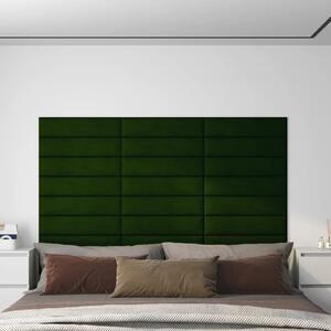 Panouri de perete 12 buc. verde închis 60x15 cm catifea 1,08 m²