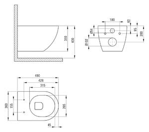 Deante Jasmin set vas cu capac și cadru cu buton CDJS6ZPW