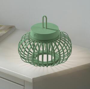 JUST LIGHT. GmbH Lampă de masă Akuba LED reîncărcabilă, verde, 22 cm, bambus, reglabil, Verde, Camera de zi / sufragerie, Bamboo, Modern