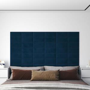 Panouri de perete 12 buc. albastru 30x15 cm catifea 0,54 m²